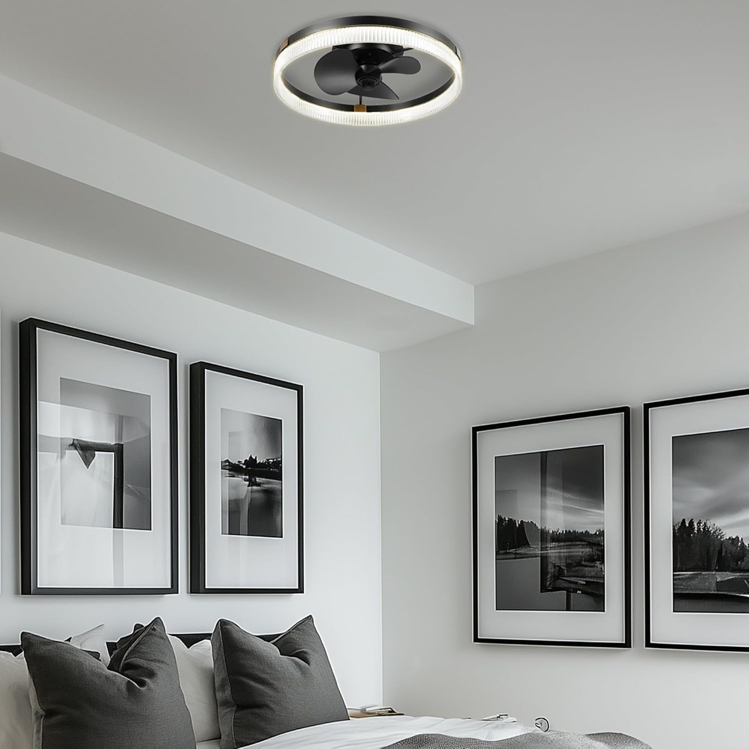 Globe Electric 37000113 20' Ceiling Fan with LED Light, Remote Control, WhisperQuiet DC Motor, 6 Speeds, Matte Black