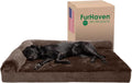 Furhaven Cooling Gel Dog Bed for Large Dogs w/ Removable Bolsters & Washable Cover, For Dogs Up to 125 lbs - Plush & Velvet L Shaped Chaise - Sable Brown, Jumbo Plus/XXL