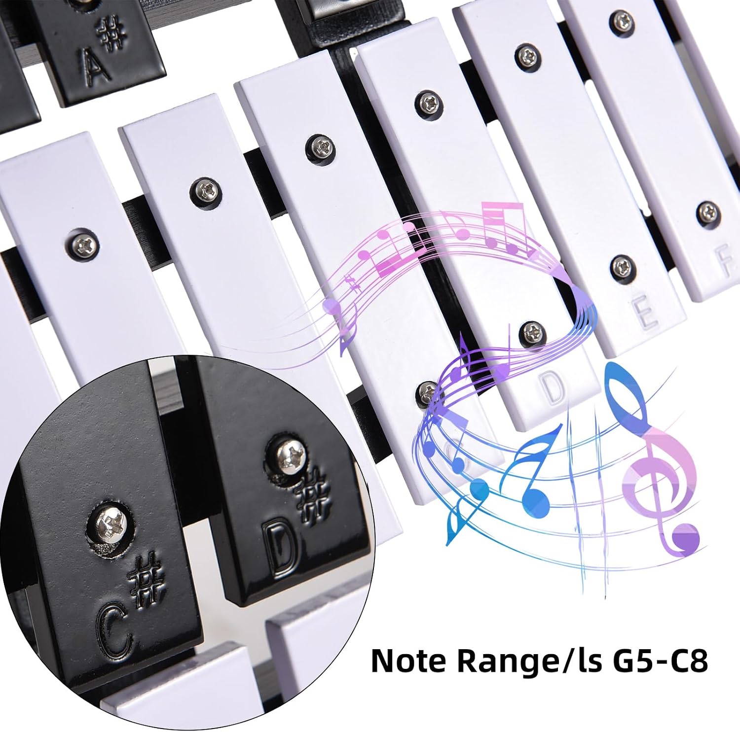 Foldable Glockenspiel Xylophone, 30 Note Glockenspiel, Xylophone 5mm Thickness Aluminum Bars Percussion Musical Instrument with Carrying Bag 2 Mallets Gift for Beginners Students