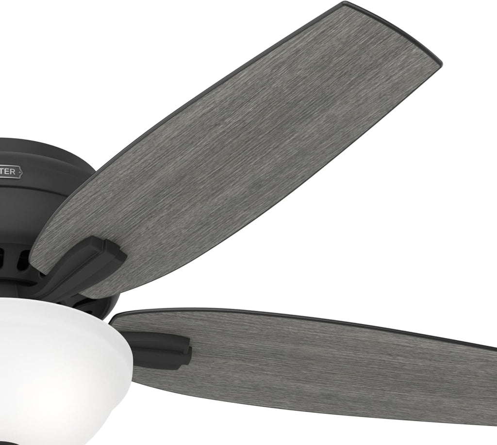 Hunter 52-Inch Ceiling Fan with Lights and Pull Chain - Matte Black, Reversible Blades, Indoor for Kitchen, Bedroom, Living Room (Renewed)