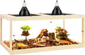PROLEE Bearded Dragon Tank, Tempered Glass Reptile Encloure and Snake Tank with Metal Mesh Roof Door,Locking Design Reptile Tank for Lizard,Gecko,Chameleon (Oak, 82 Gallon (48x19.5x19.5) Inch)
