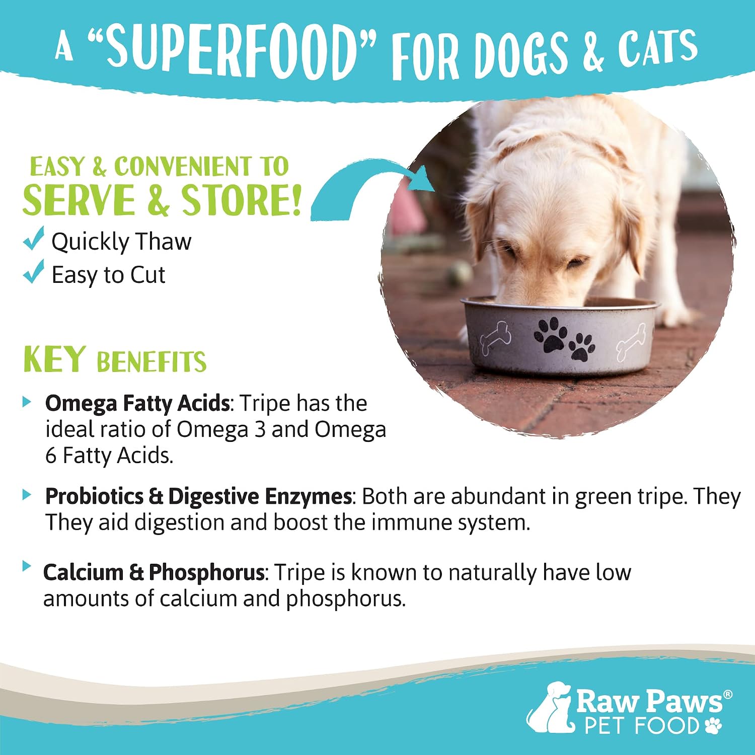 Raw Paws Signature Pet Food for Dogs & Cats - Green Goat Tripe, 1-lb Rolls (20 Pack) - Fresh Pet Food Made in USA - Natural Dog Food Rolls - Raw Frozen Dog Food – Green Goat Tripe for Dogs & Cats
