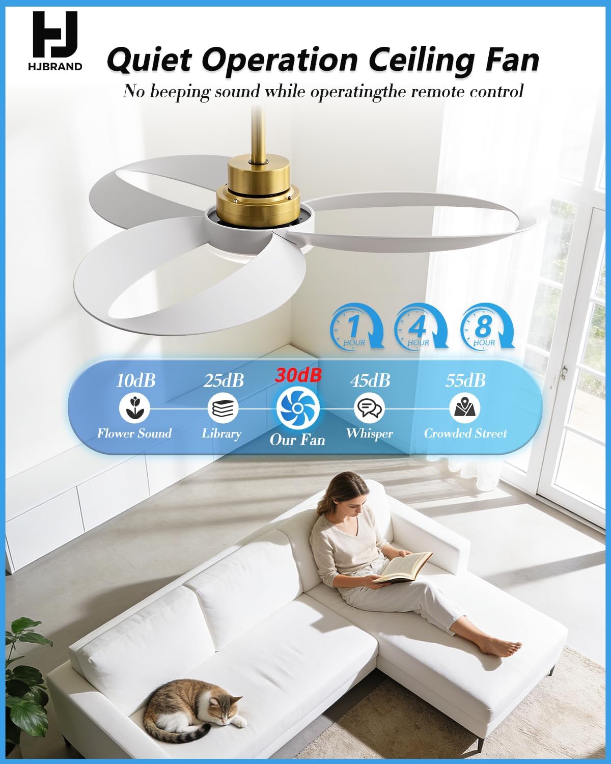 52' Ceiling Fan with Lights and Remote,Modern Ceiling Fan Gold, 6 Speed, Reversible, 3000k-6000k LED, Quiet DC Motor for Indoor Outdoor Bedroom Living Room Patio