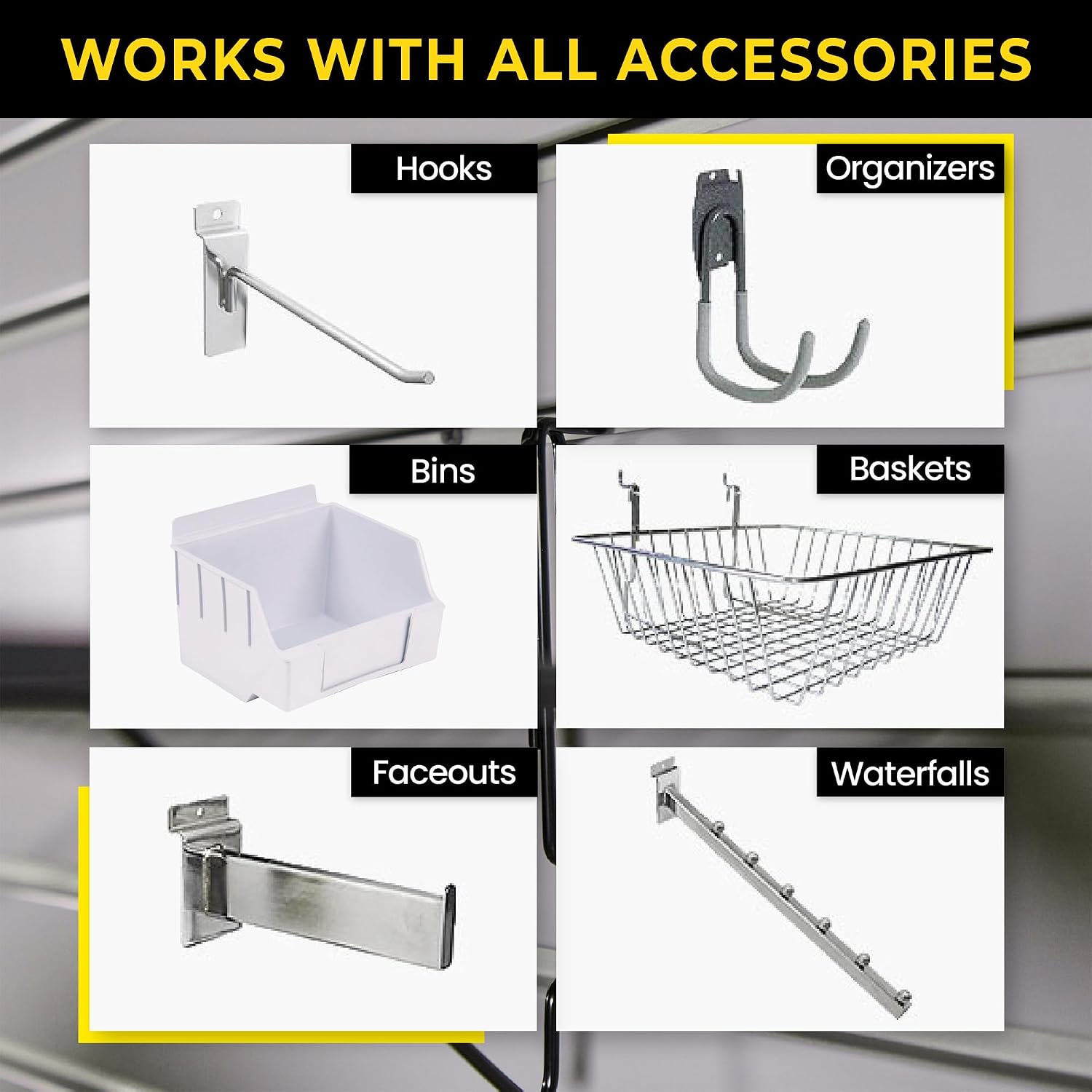 Heavy Duty 4x4 PVC Garage SlatWall Storage System (with Endcaps & Screws) - Modular Slat Wall Paneling for Garage Wall Organizer - Interlocking SlatWall Panels for Home & Commercial Use (White)
