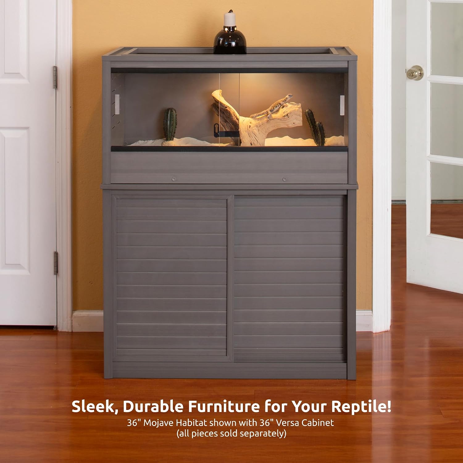 New Age Pet ECOFLEX 36' Storage Cabinet for Pets in Grey, Durable Wood Plastic Composite, Non Toxic, Easy Assembly, Ideal for Bedding, Food, Toys, Medium Mojave Reptile Habitat Compatible