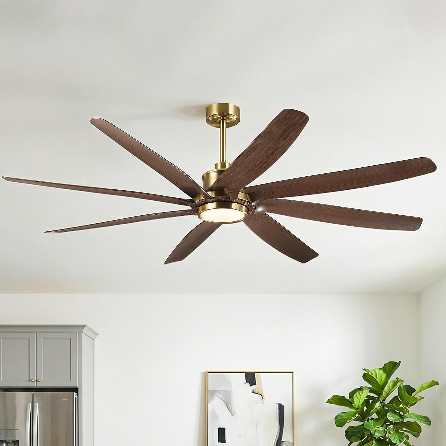 Parrot Uncle 72 Inch Ceiling Fans with Lights and Remote, Modern Gold Chandelier Ceiling Fan, Dimmable LED & 3CCT, 6 Speeds Reversible DC Motor, Timer, Lighting Ceiling Fans for Bedroom Living Room
