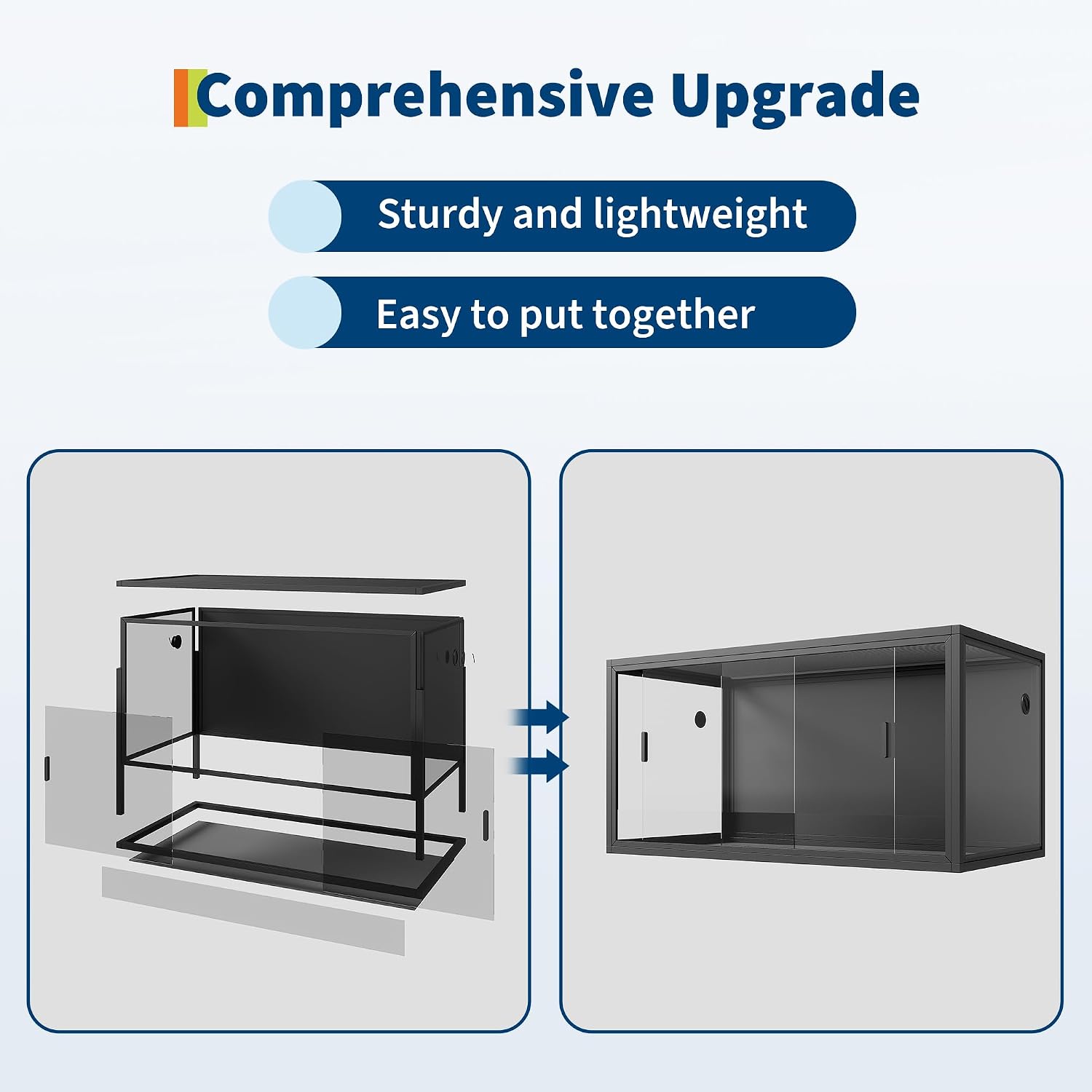 GarveeLife 120 gal Bearded Dragon Tank 4 x2 x2 ft Reptile Terrarium Enclosure with Sliding Glass Doors, Snake Enclosure Heavy Duty Top Screen Ventilation, Easy to Assemble Black