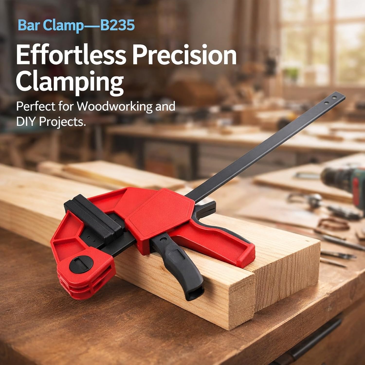 Bar Clamp 12 Inch 310mm Clamping Range, Heavy Duty Wood Bar Clamp, 235kg Pressure Capacity - Fast Change Spreader, Durable Nylon and Steel, Ideal for Woodworking Clamps