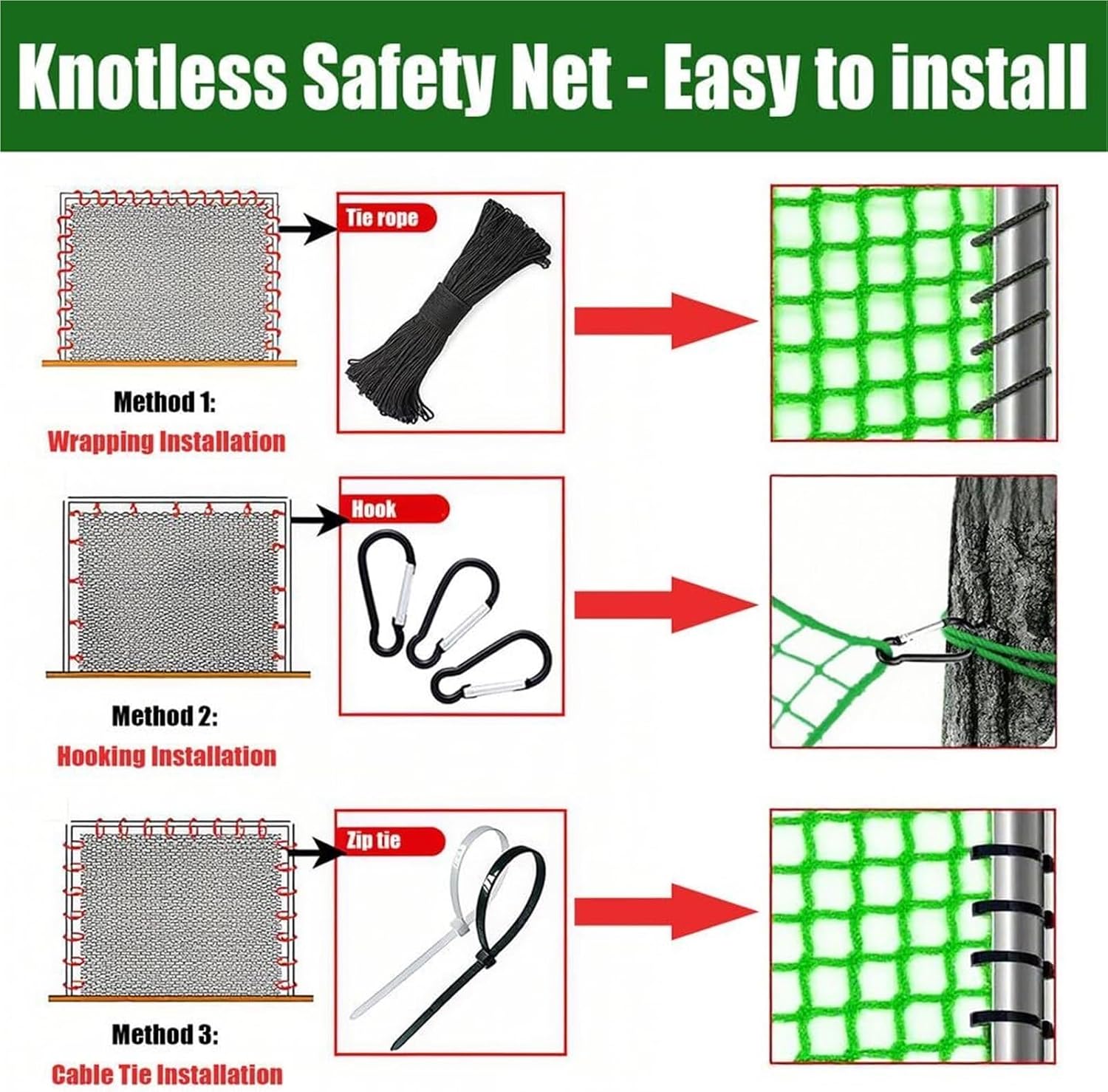 Safety Rope Net for Kids Balcony Netting for Pets Stair Railings Protection Nets Playground Sports Nets Green Climbing Safety net(2 * 5m)