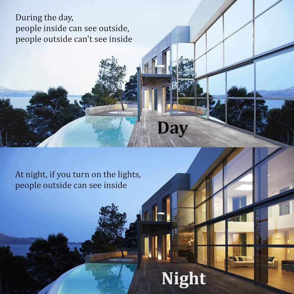 Window Film Privacy One Way Window Reflective Film Sun Blocking, Heat Control and Anti UV Adhesive Mirror Window Tint for Home and Office, 24Inch x 100Feet, Silver