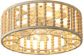 20' Boho Ceiling Fan with Light: Wood Beaded Caged Ceiling Fans with Lights Flush Mount,Remote and Reversible 6 Speeds Fandelier for Bedroom, Kitchen, Living Room,E26 Base No Bulb.