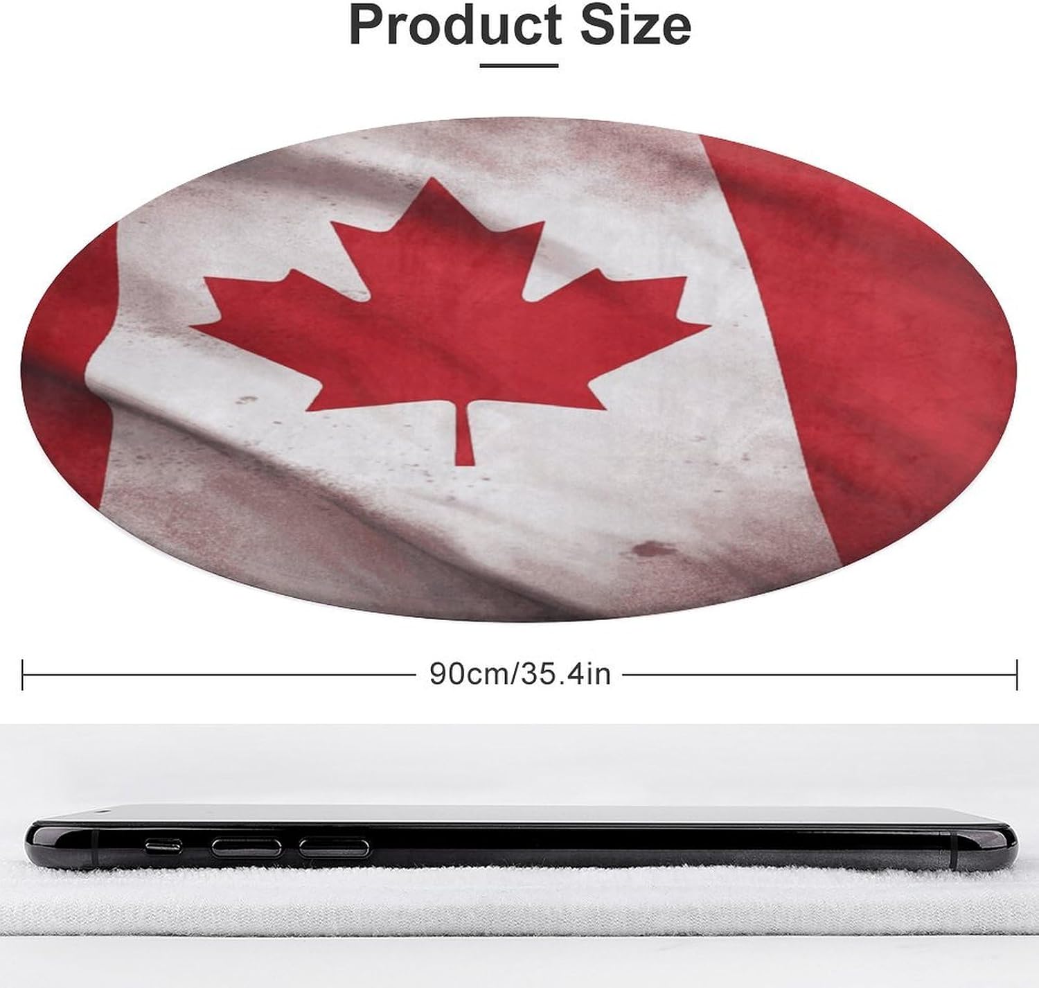 Canadian Flag Coral Velvet Round Floor Mat Non-Slip Bath Rug Floor Covering for Bathroom Vanity Guest Suite & Vacation Home