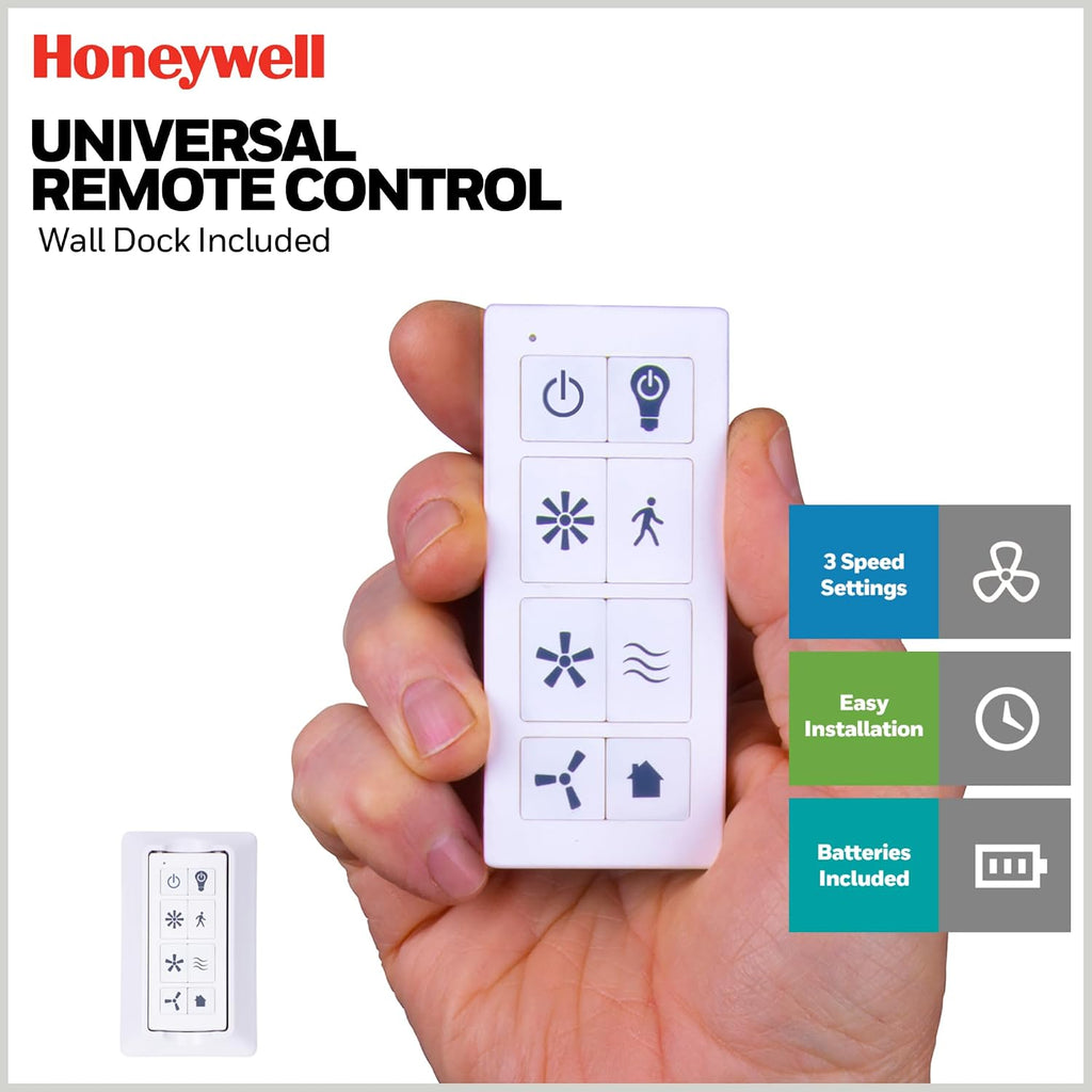 Honeywell Ceiling Fans Port Isle Modern 54 Inch Outdoor Ceiling Fan with Light, LED Fan with Remote Control, 3 Contemporary Matte Black Weather Resistant Blades, Black (51986-01)