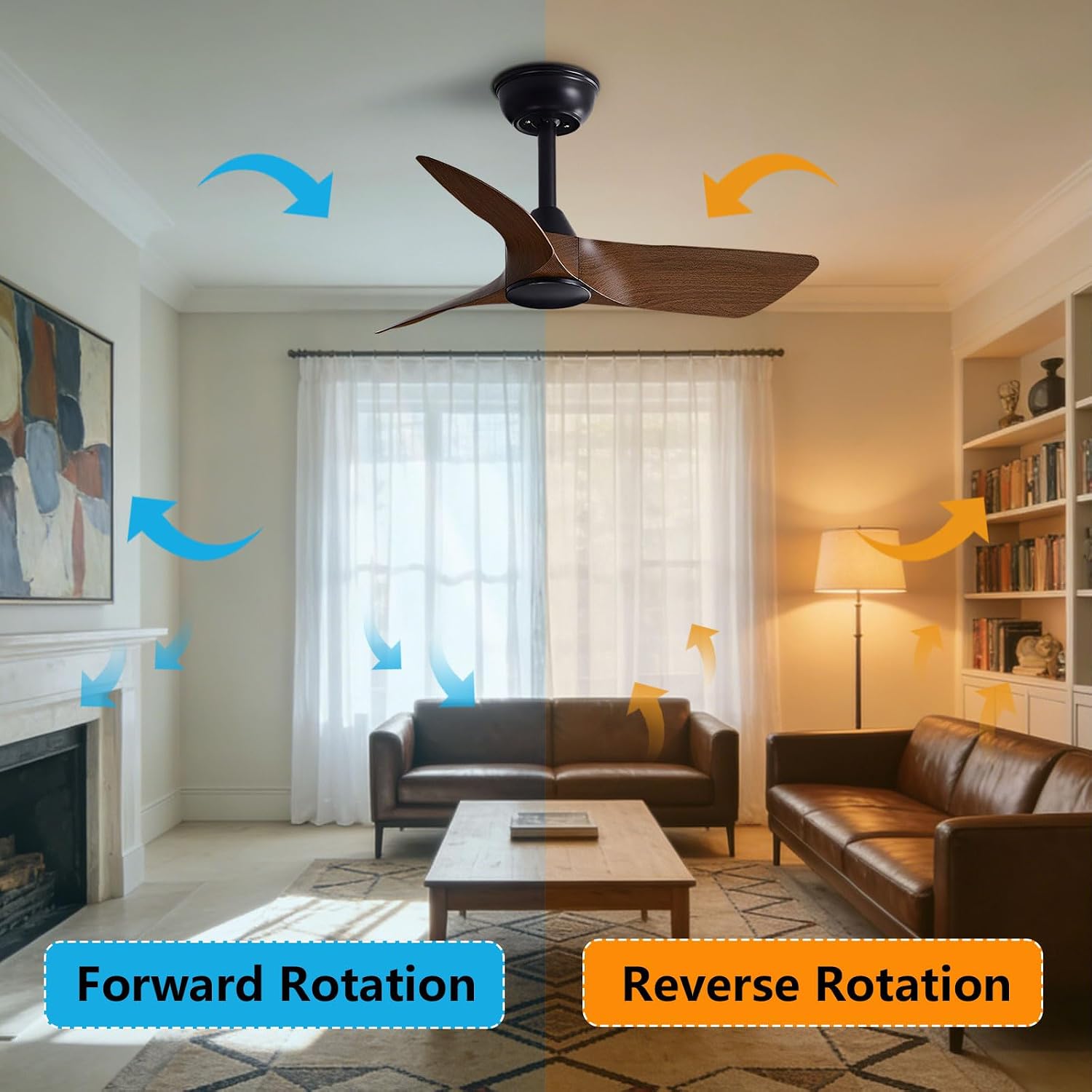 30 Inch Quiet Small Ceiling Fan No Light with Remote, Brown Black | 30 inch ceiling fan without light. Remote 6 speeds, reversible DC motor and timer for bedroom, kitchen, porch, covered patio