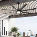 65 Inch Smart Outdoor Ceiling Fan with Light, Waterproof All Weather Wet Rated, Alexa/App/Remote Control, 8 Aluminum Blades, High CFM Quiet DC Motor, for Patio Porch Gazebo, Modern Black Industrial