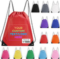 Custom Drawstring Bags With Logo, 80 PCS Personalized Text Drawstring Backpack Bulk, Easy-to-Carry String Bag Great for Gym, Travelling and for Everyday Use (Red)