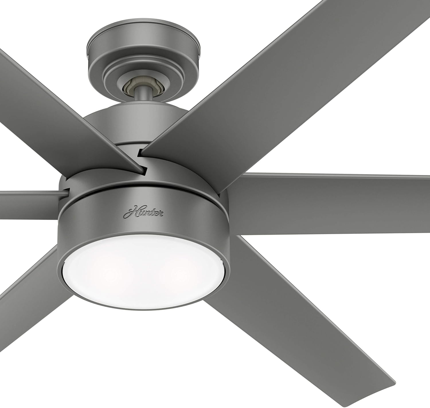 Hunter Fan 60 inch Contemporary Matte Silver Finish Outdoor Ceiling Fan with LED Light Kit (Renewed)