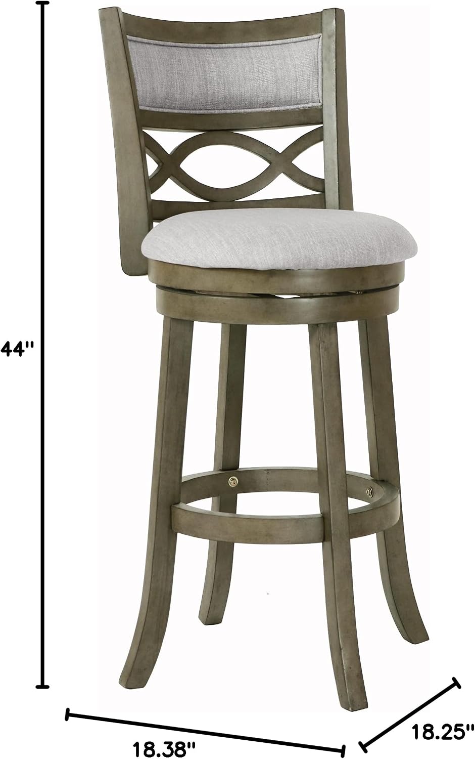 New Classic Furniture Manchester Pub Height Swivel Bar Stools, Set of 2, 29-Inch, Fabric Upholstered Seat & Back Rest, Gray