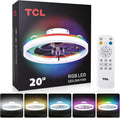 TCL 20'' Flush Mount Ceiling Fan with Lights and Remote, RGB Backlight Dual Lighting Mode, Modern Low Profile Ceiling Fan with Quiet DC Motor, Stylish Lighting for Bedroom, White