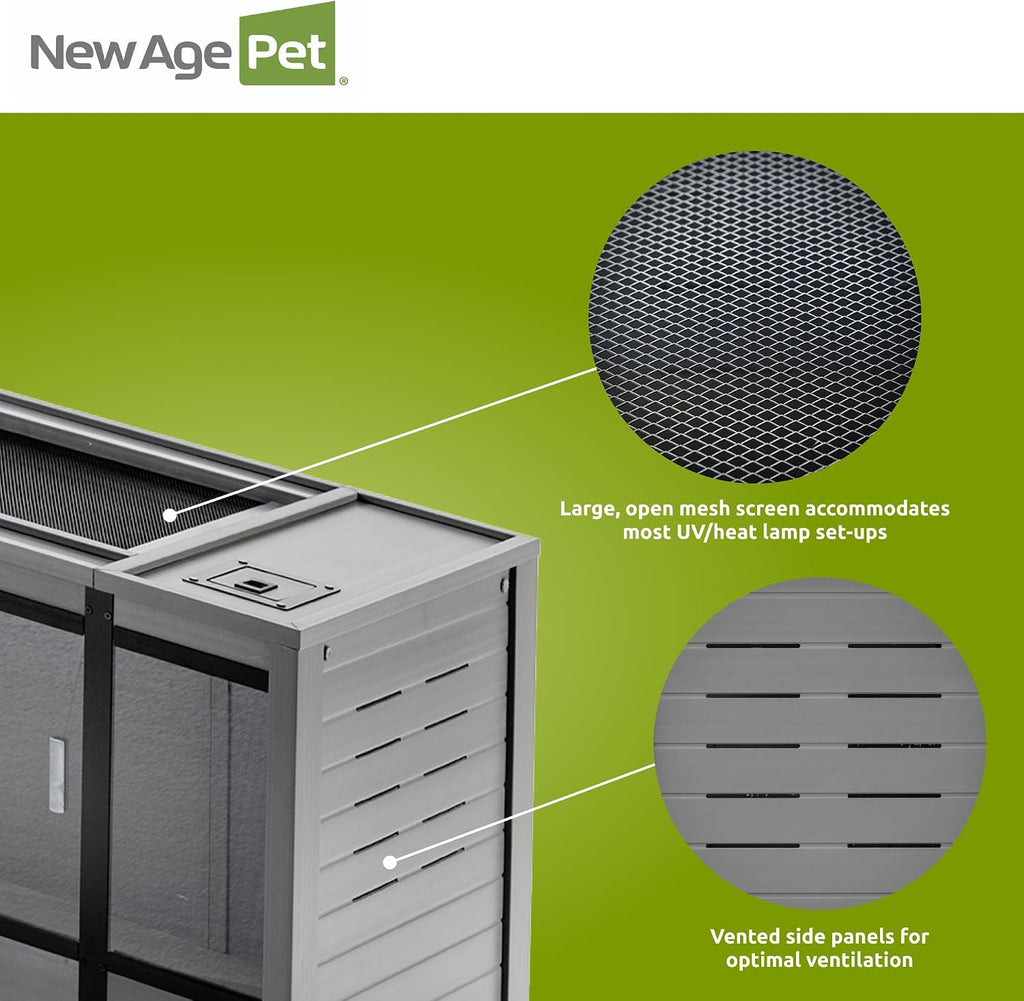 New Age Pet ECOFLEX 60' Wide X-Large Reptile Habitat, Mojave Lounge for Snakes, Tortoises & Lizards in Maple, Black & Grey, Easy Assembly, Sliding Glass Doors & Mesh Top