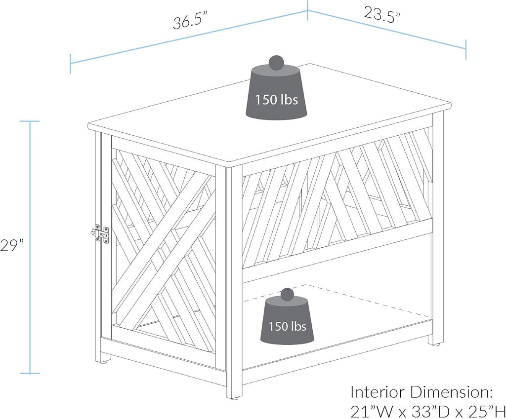 Casual Home Wooden Pet Crate, End Table, Lattice Large, New Taupe Gray