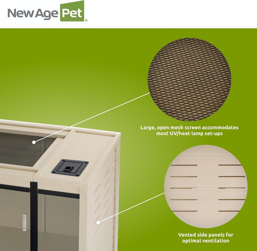 New Age Pet ECOFLEX 60' Wide X-Large Reptile Habitat, Mojave Lounge for Snakes, Tortoises & Lizards in Maple, Black & Grey, Easy Assembly, Sliding Glass Doors & Mesh Top