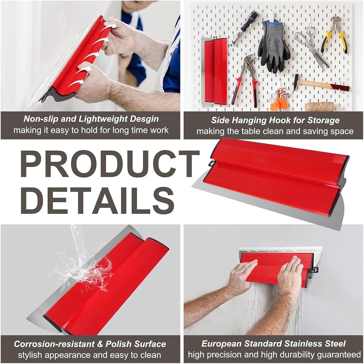 Drywall Skimming Blade Set Stainless Steel Skimming Blades Smoothing Spatula with Telescopic Pole for Wall and Ceiling
