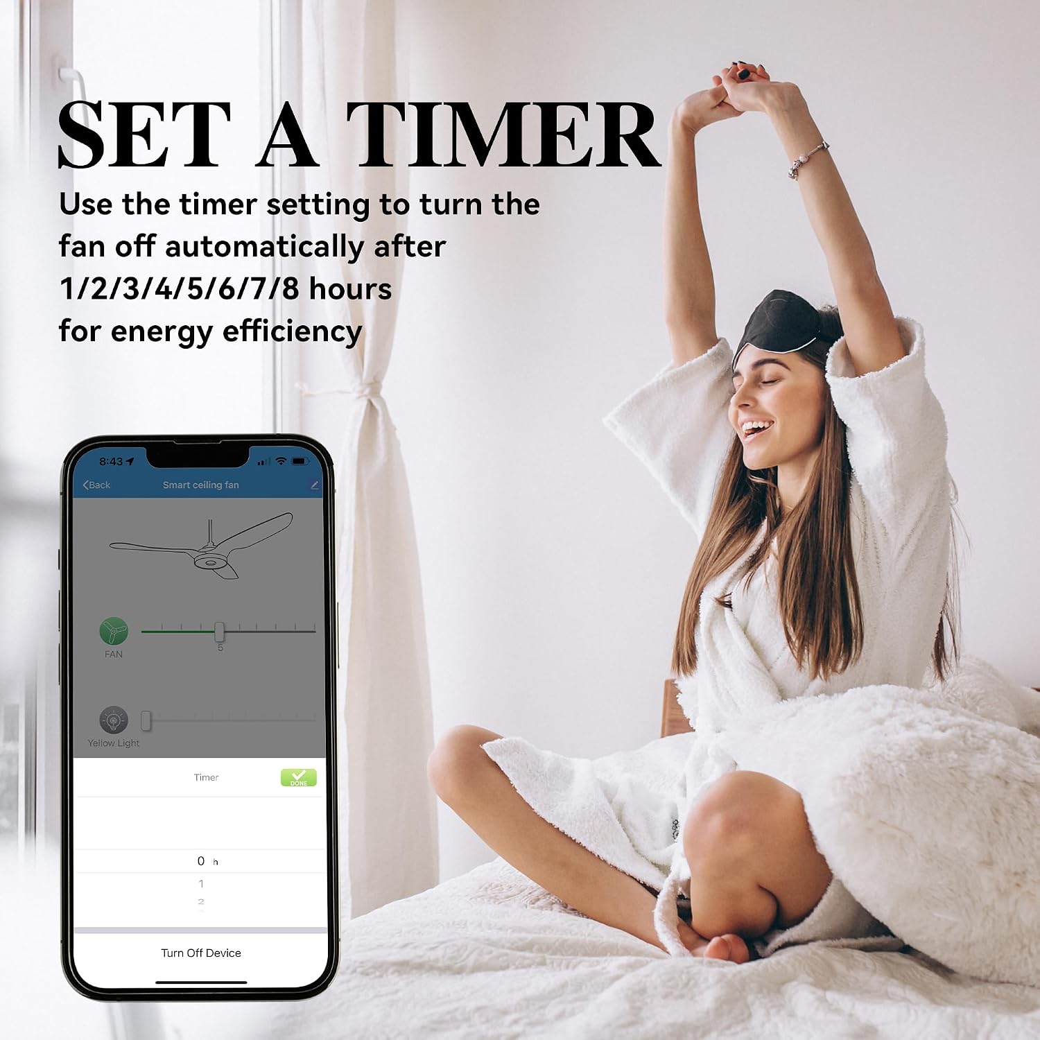 SMAAIR 52 Inch Black Ceiling Fan with Lights Remote Control and 10 Speed DC Motor, Low Profile Ceiling Fan with Dimmable Light works with Alexa/Google Assistant/Siri Shortcuts, 5 Blade, Black/Gold