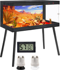 Royxen Bearded Dragon Tank, 36 Gallon Reptile Tank with Leg Stand,Built-in Lighting Reptile Enclosure, Tempered Glass Bearded Dragon Encloure for Chameleon (Black,32'x 16'x 16')