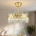 Depuley Bedroom Ceiling Fan with Lights: 20' Gold Chandelier Cagd Fan with Remote Control - Modern Crystal Fandelier for Girl's Bedroom Living Room Nursery