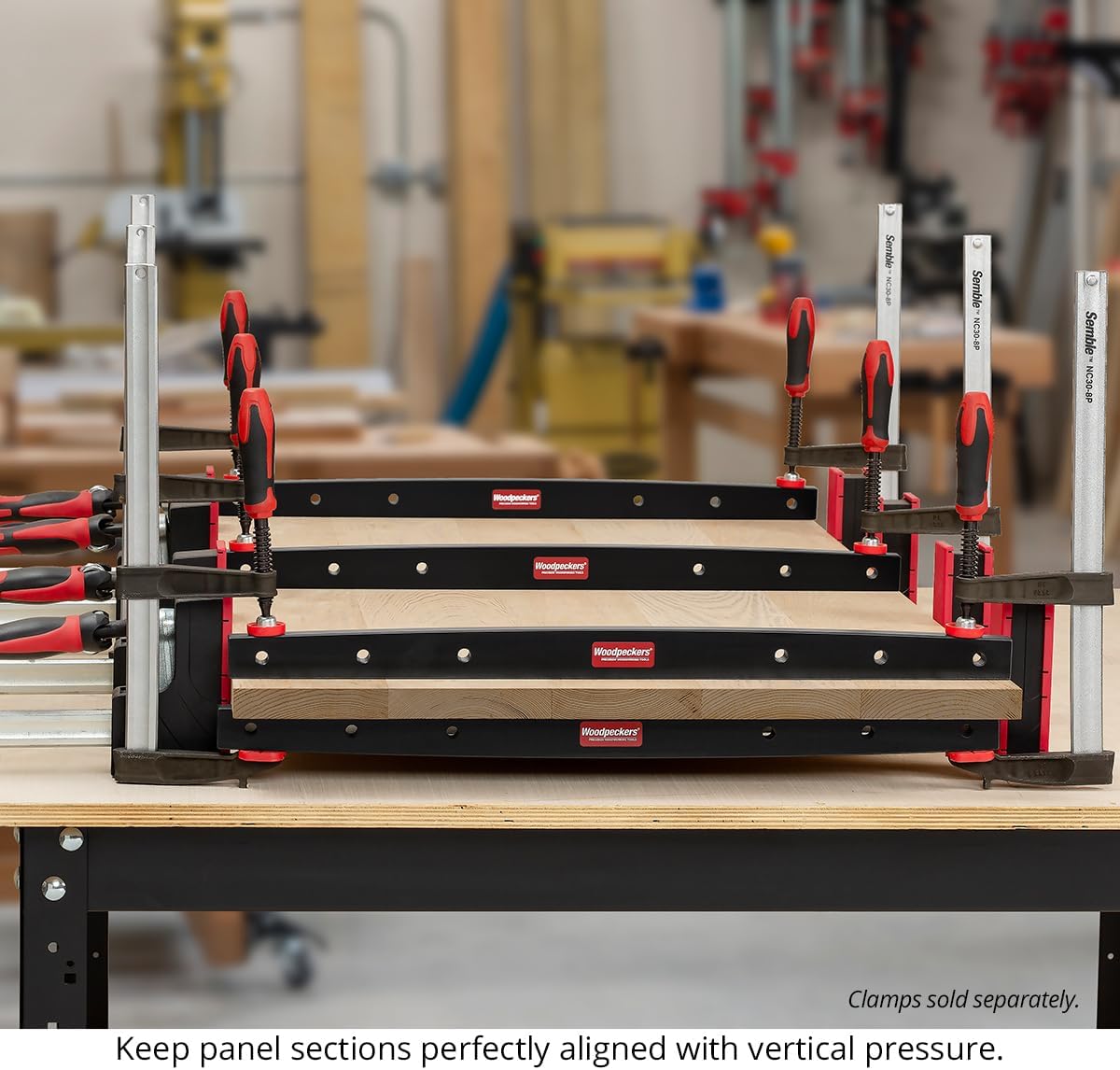 Woodpeckers Phenolic Clamping Cauls, 2-Pack, 48 Inch Panel Clamps, Cambered Design Delivers Even Pressure for Flat Panel Glue-Ups, Shop-Grade Durability - CAUL48X2-23