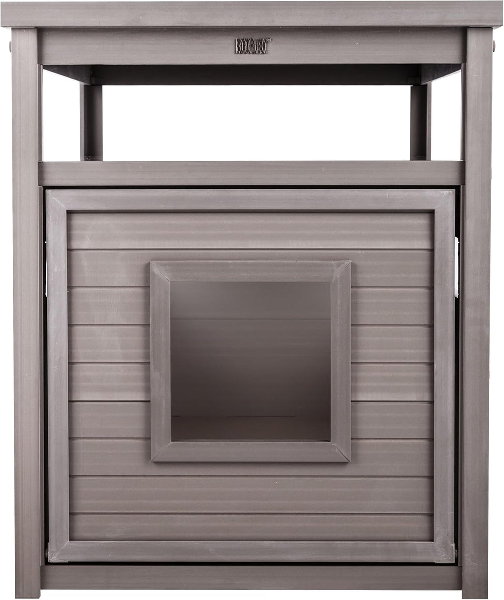 New Age Pet ECOFLEX Jumbo Cat Box Cover and End Table with Litter Box Enclosure and a 10 Year Warranty Hides Unsightly Litter Box made with Moisture & Odor Resistant Composite Material, Grey