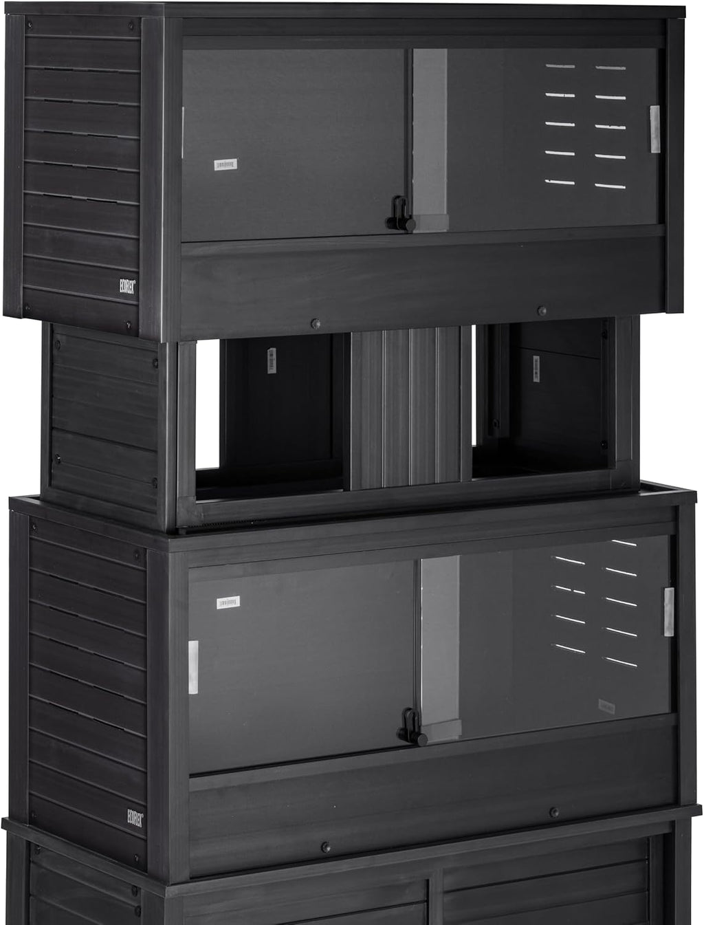 New Age Pet ECOFLEX Two Medium Reptile Enclosures with Matching Stacker Combo Set in Black
