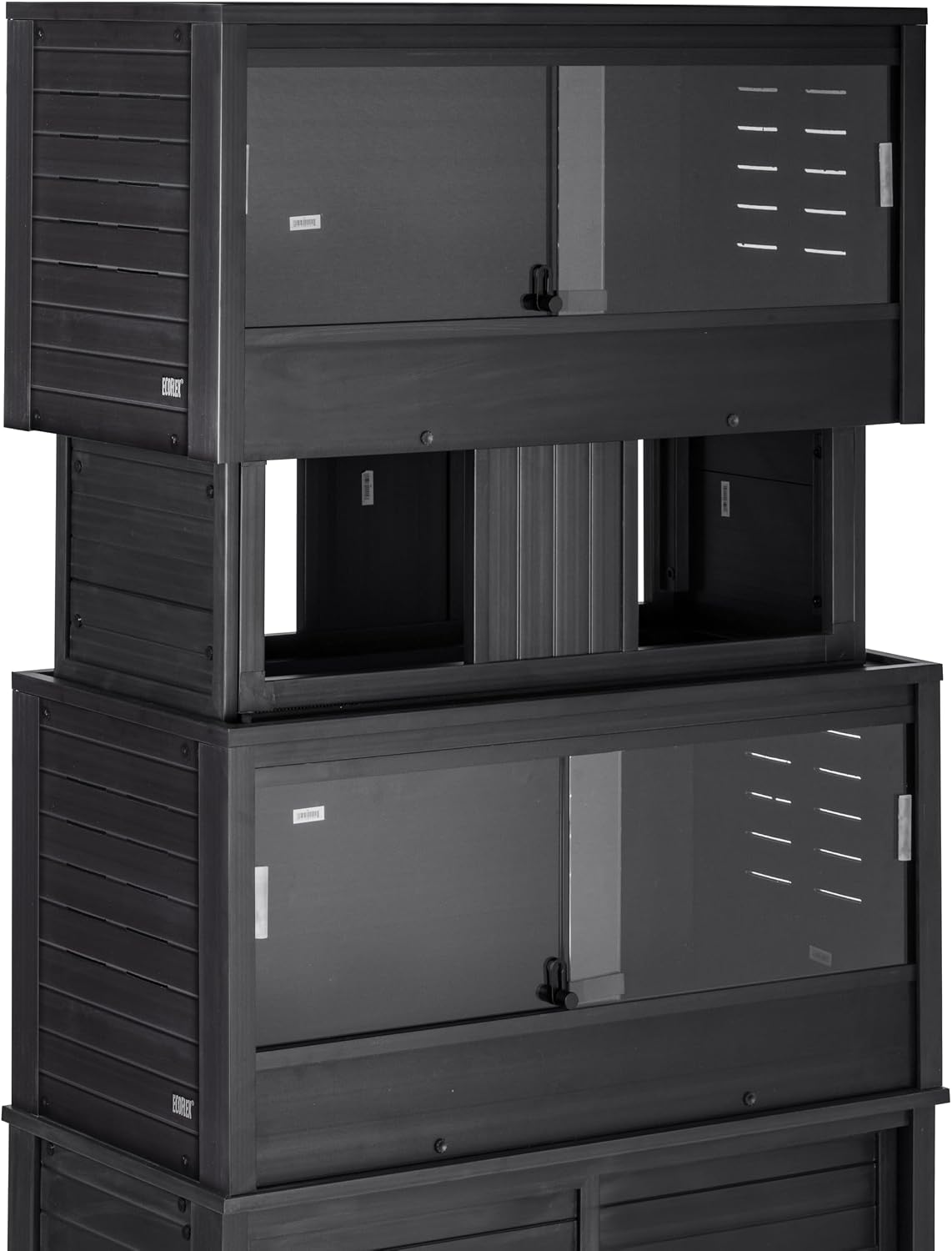 New Age Pet ECOFLEX Two Medium Reptile Enclosures with Matching Stacker Combo Set in Black