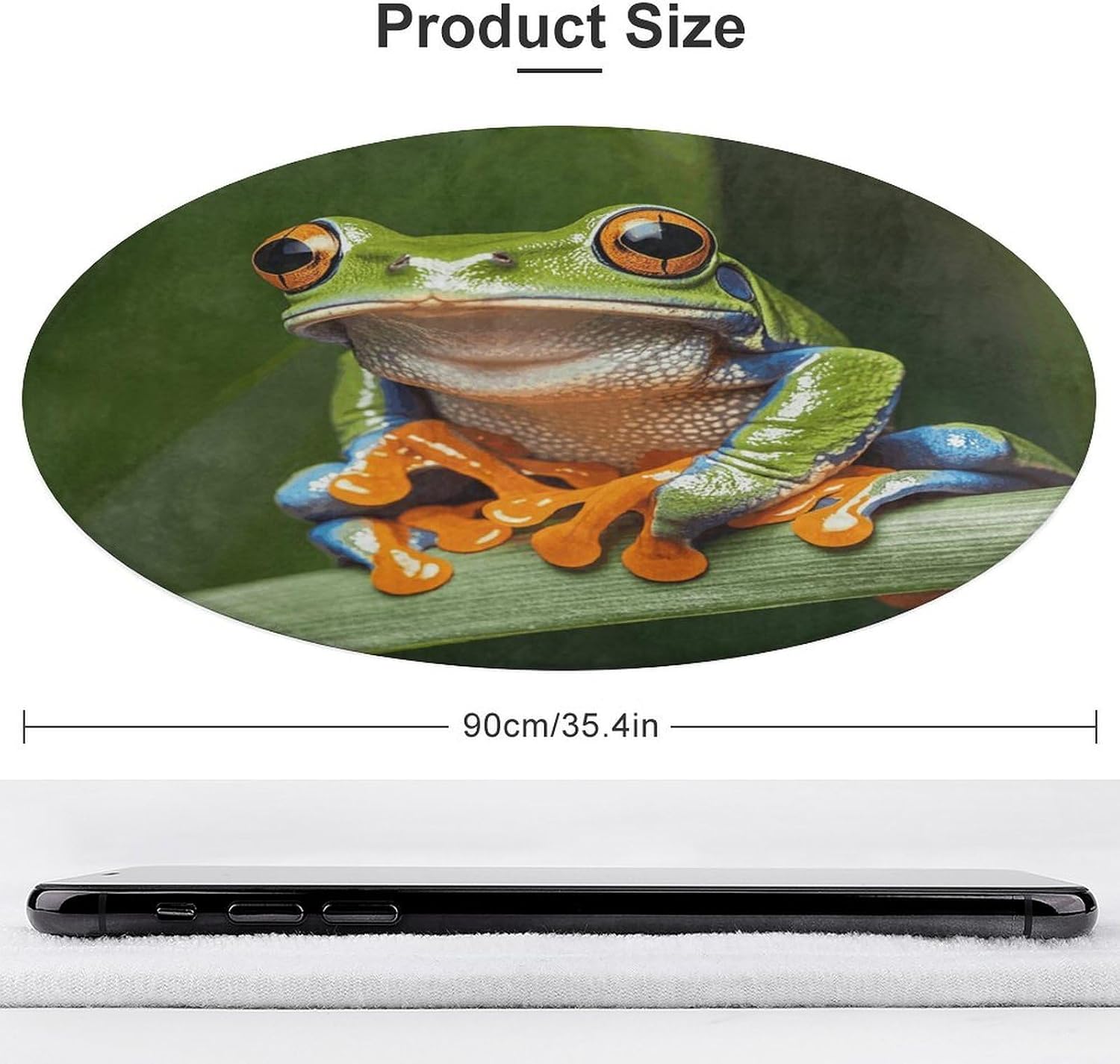Peace Tree Frog Coral Velvet Round Floor Mat Non-Slip Bath Rug Floor Covering for Bathroom Vanity Guest Suite & Vacation Home