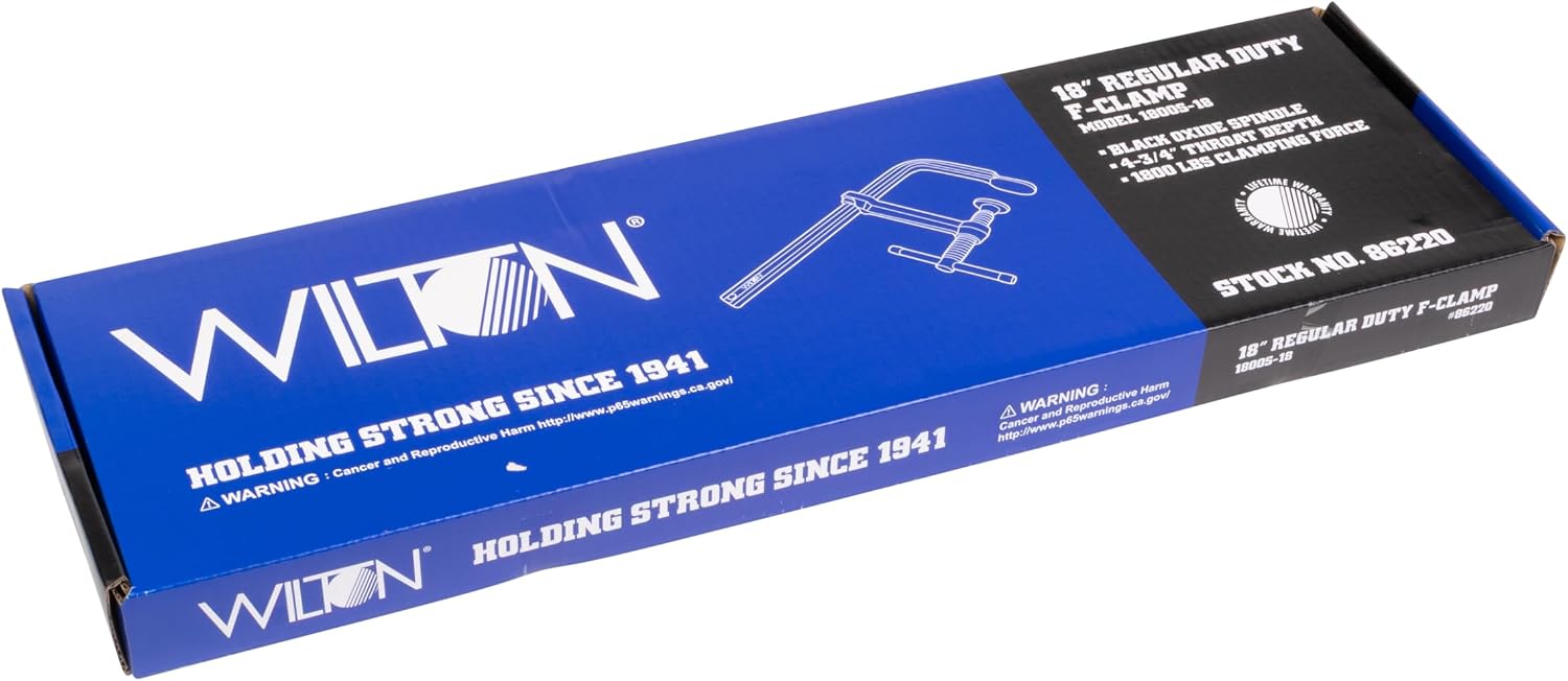 Wilton Regular-Duty F-Clamp, 18' Opening, 4-3/4' Throat, 1800 Lbs. Clamping Force (Model 1800S-18)