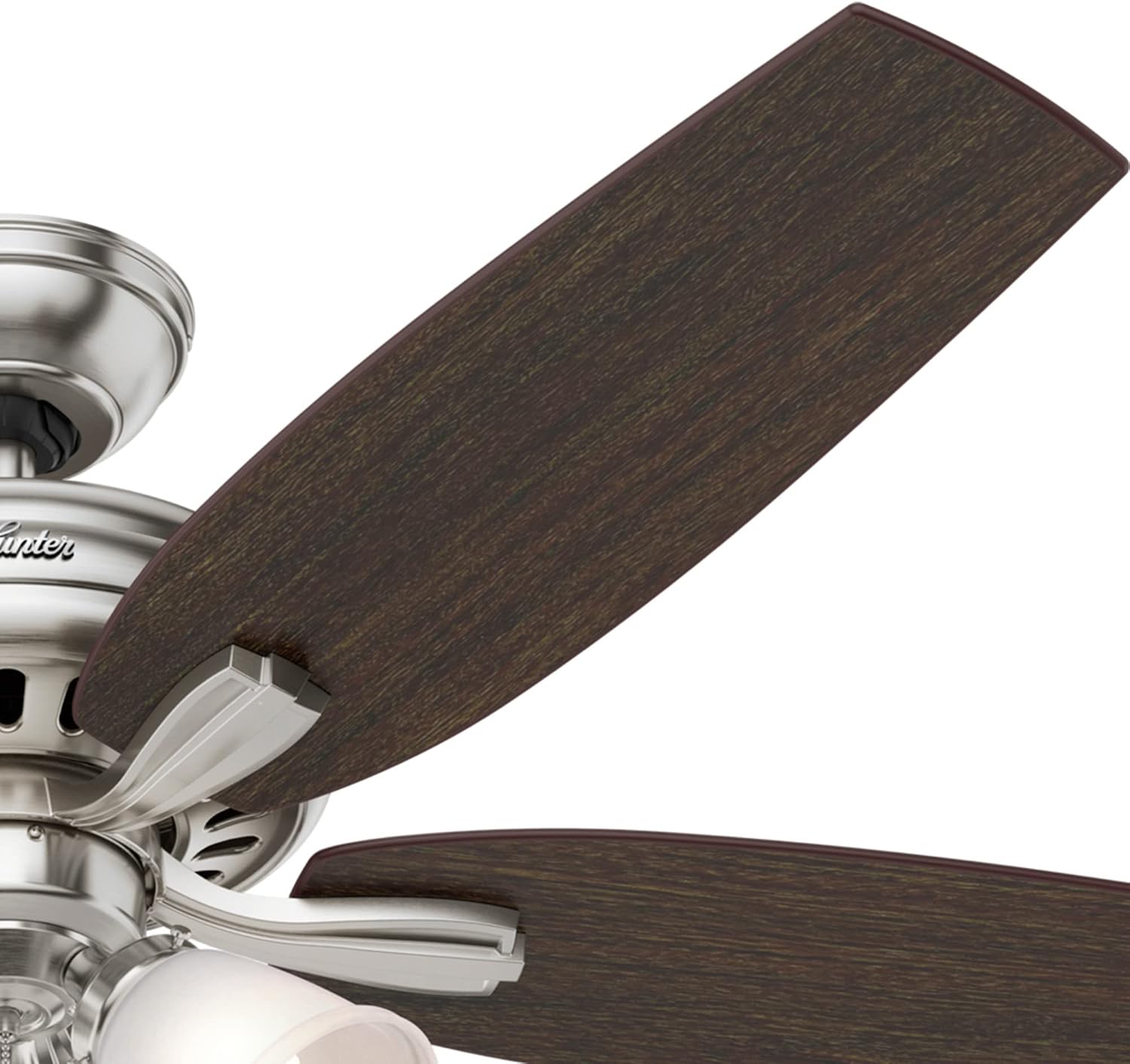 Hunter 52 inch Indoor Ceiling Fan with LED Lights - Ceiling Fan with Pull Chain, For Bedroom or Living Room, Standard Mount, No Remote, 5 Blades, Includes Bulbs - Newsome 53318, Brushed Nickel