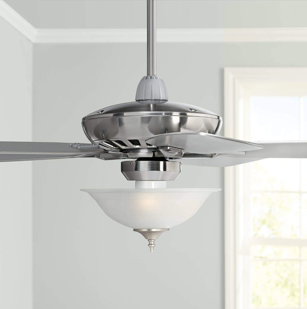 Casa Vieja 52' Journey Modern Indoor Ceiling Fan with LED Light Remote Control Brushed Nickel Alabaster Glass Dimmable for Living Room Kitchen Bedroom Kids Room Family Room Dining Room