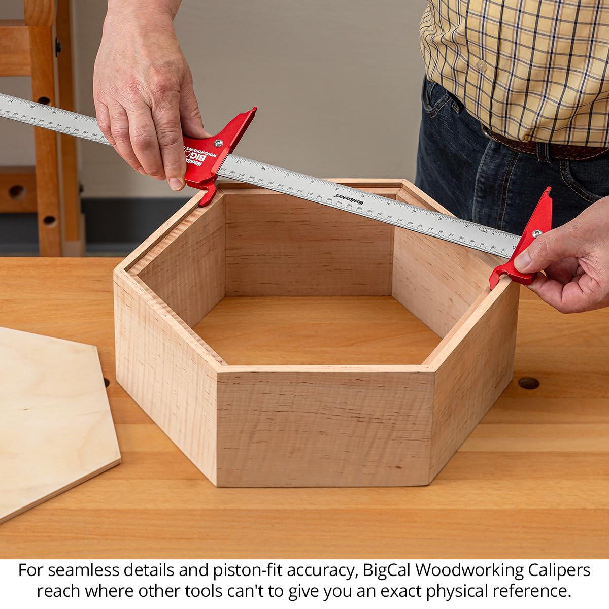 Woodpeckers BigCal Woodworking Calipers, 24 Inch / 600MM, Inch & Metric Scales, USA Made, Inside & Outside References & Depth Gauge - BC-24600