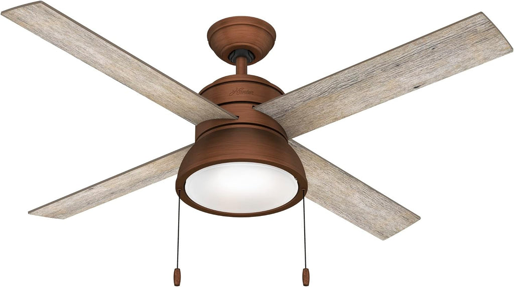 Hunter Fan Company, 51036, 52 inch Loki Weathered Copper Ceiling Fan with LED Light Kit and Pull Chain