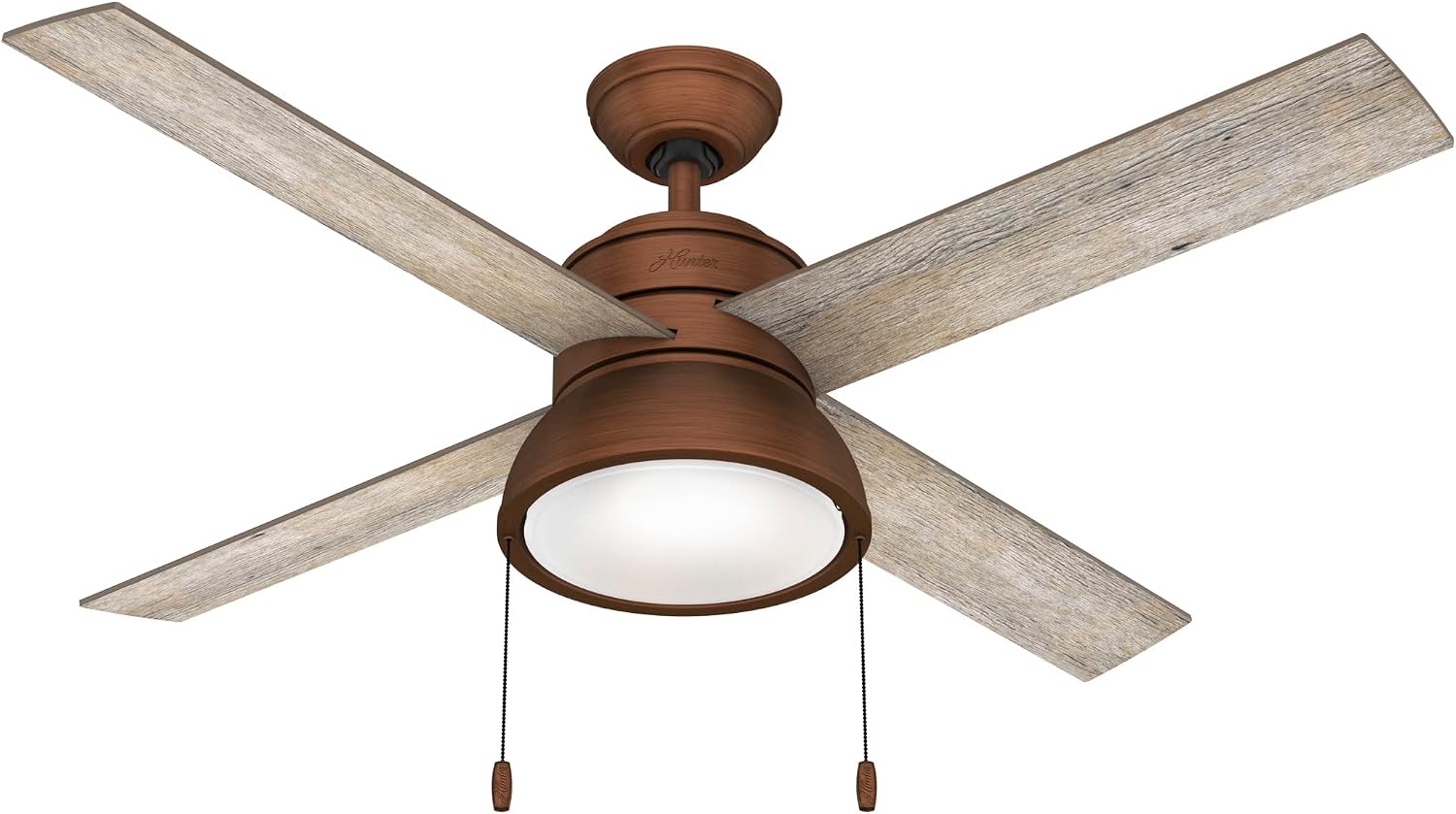 Hunter Fan Company, 51036, 52 inch Loki Weathered Copper Ceiling Fan with LED Light Kit and Pull Chain
