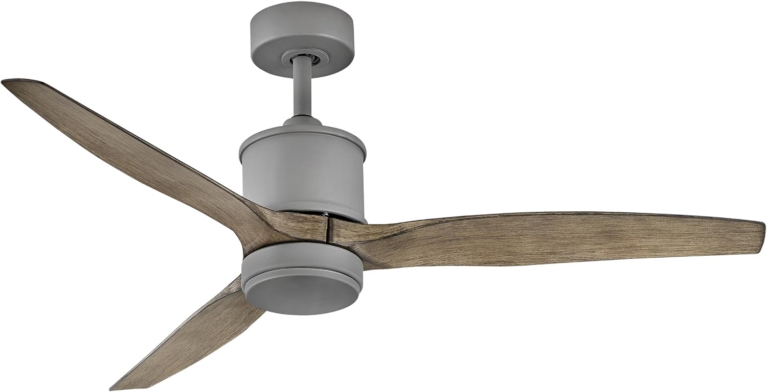 Hinkley Hover 52' Indoor/Outdoor Smart Ceiling Fan with Light and Remote, Modern Propeller Style with Composite Fan Blades, Integrated LED, Graphite and Driftwood blades