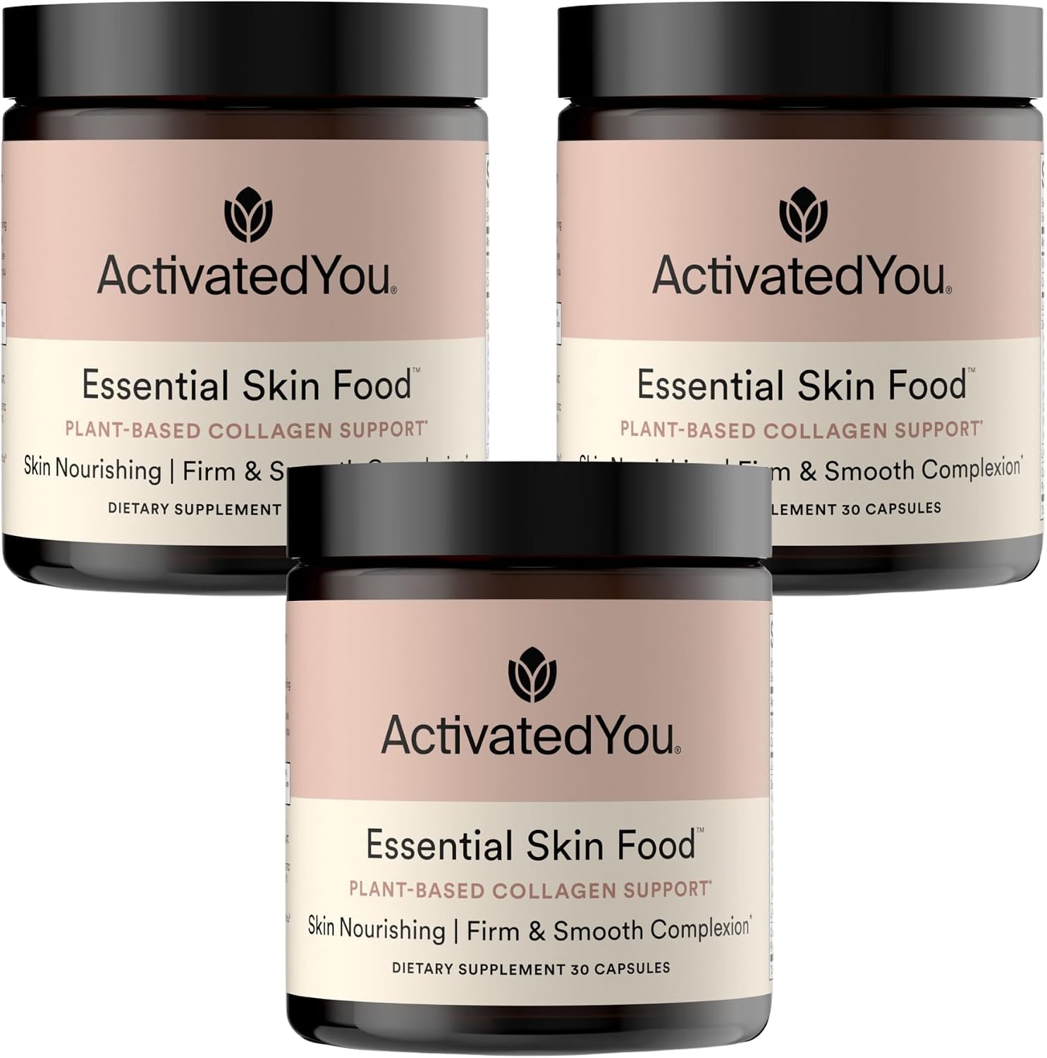 ACTIVATEDYOU Essential Skin Food, Advanced Skincare Collagen Elastin Support Supplement for Aging Skin, Helps Improve Appearance of Face Texture, Sagging w/Dermaval, Vitamin C (30 Count (Pack of 3))