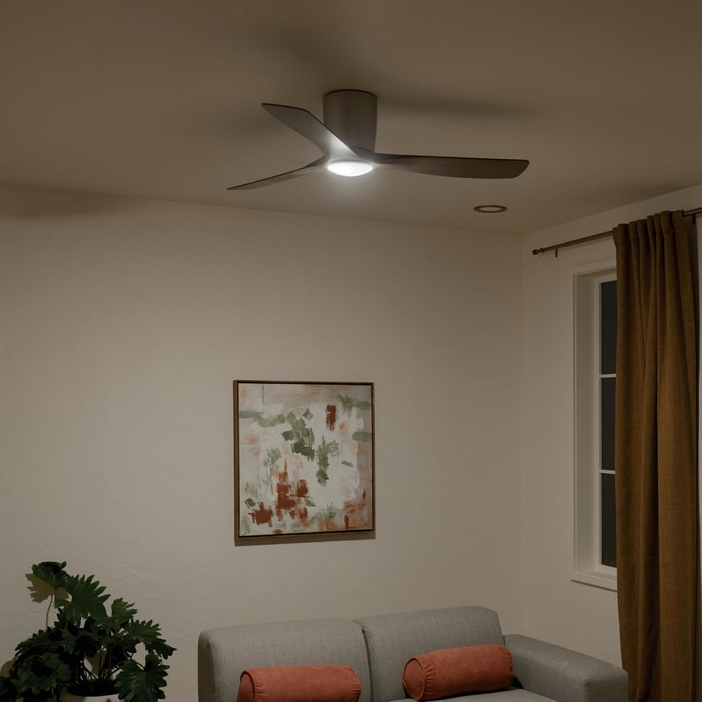 Kichler Volos 54 in Modern Ceiling Fan with LED Light, Brushed Nickel Indoor Fan with Wall Control and Frosted White Lens for Bedroom and Living Room, 300154NI