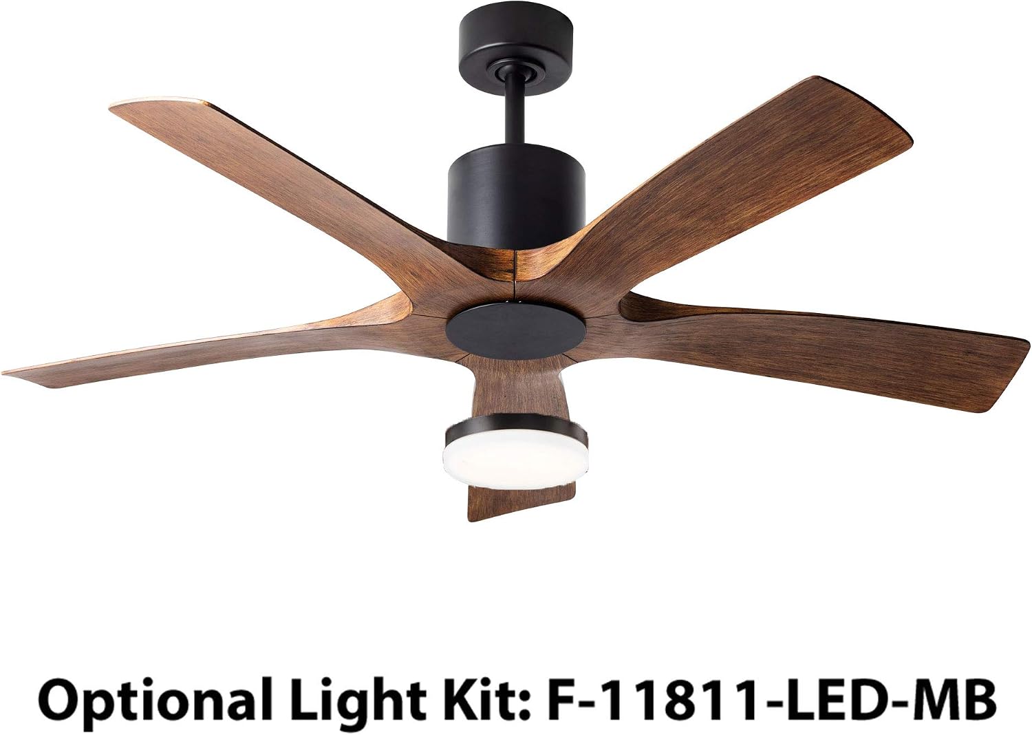 Modern Forms FR-W1811-5-MB/DK Aviator Indoor or Outdoor Smart Home Ceiling Fan with Wall Control, 54in Blade Span, Matte B.