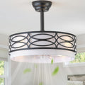 20' Black Farmhouse Ceiling Fan with Light, Caged Fandelier Ceiling Fans with Lights Remote Control with 6 Speeds for Bedroom, Living Room, Nursery