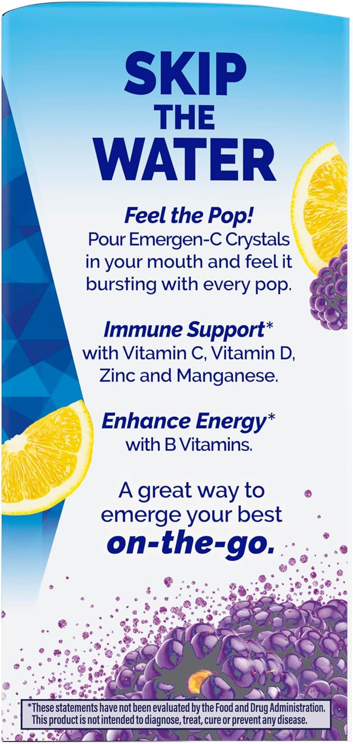 Emergen-C Immune Plus Crystals, On-the-Go Immune Support Supplement with Vitamin C, Vitamin D, B Vitamins, Zinc and Manganese, Berry Lemonade - 28 Stick Packs (Pack of 12)