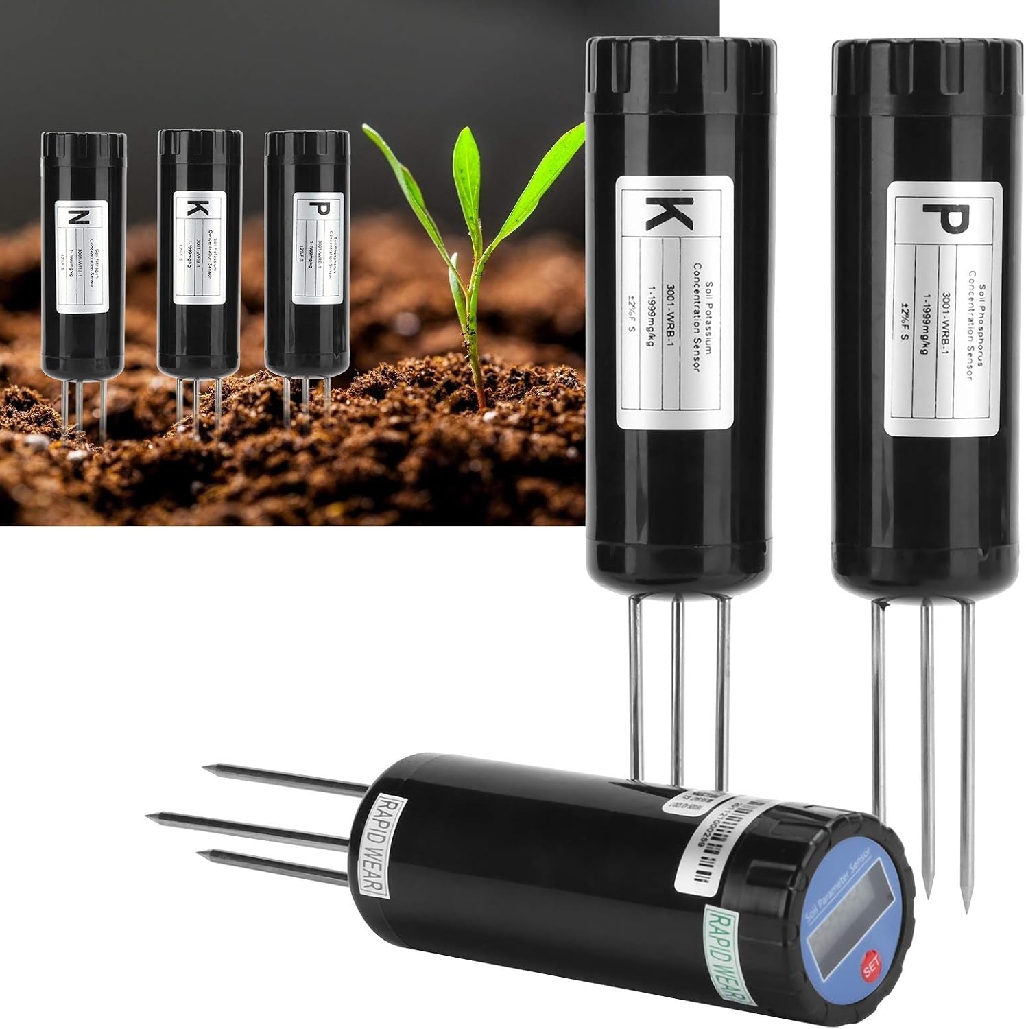 01 Soil Tester | NPK Meter Sensor | Intelligent Nutrient Fertilizer Detector | Soil Tester Digital Soil Test Kit for N, P and K | Gardening Tool, 1 Pack for Garden, Lawn, Farm, Indoor & Outdoor Use