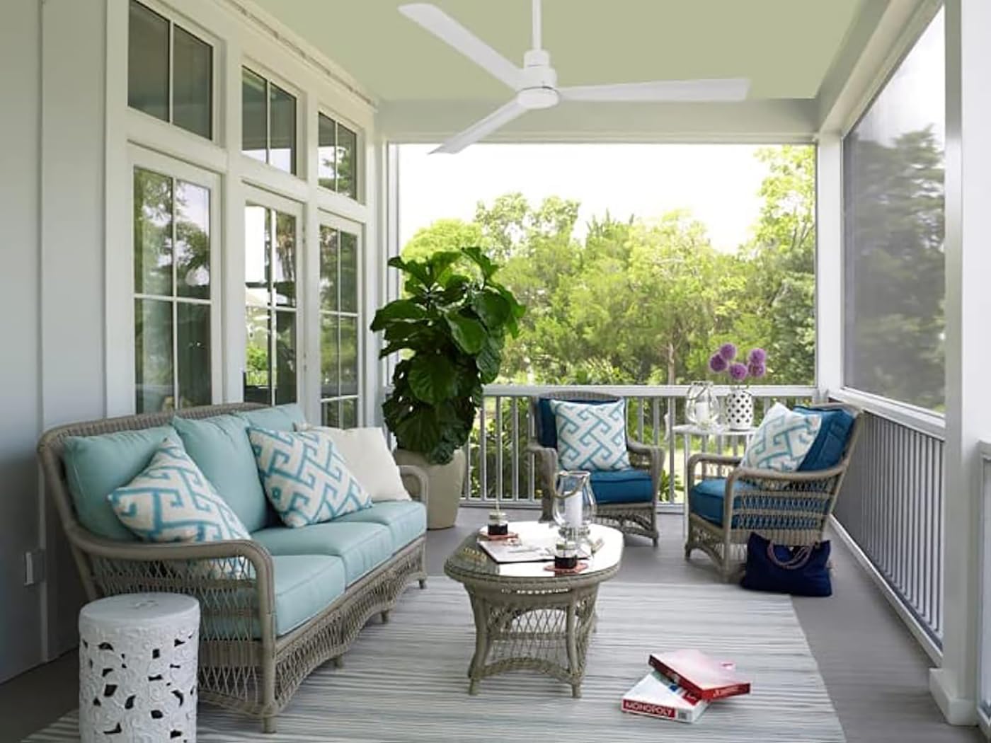 Minka-Aire F787-WHF Protruding Mount, 3 Flat White Bladed, Smart Ceiling Fan, White - Ivory