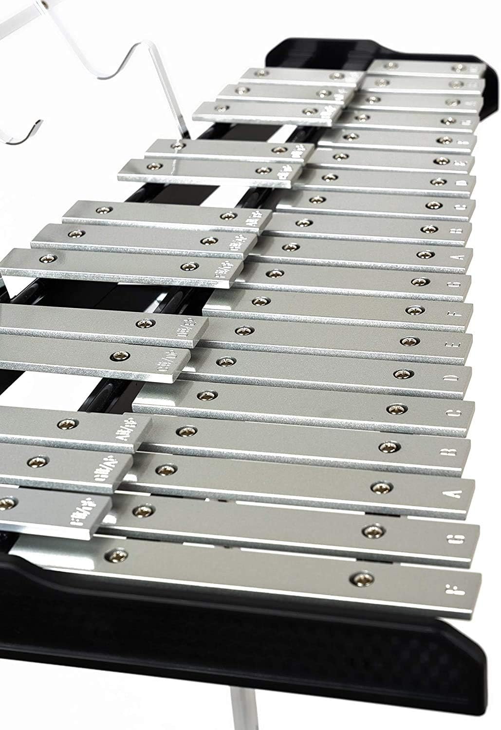 32 Notes Percussion Glockenspiel Bell Kit Xylophone Instrument Set with 8' Practice Pad, Adjustable Stand, Mallets, Drum Sticks and Carrying Bag